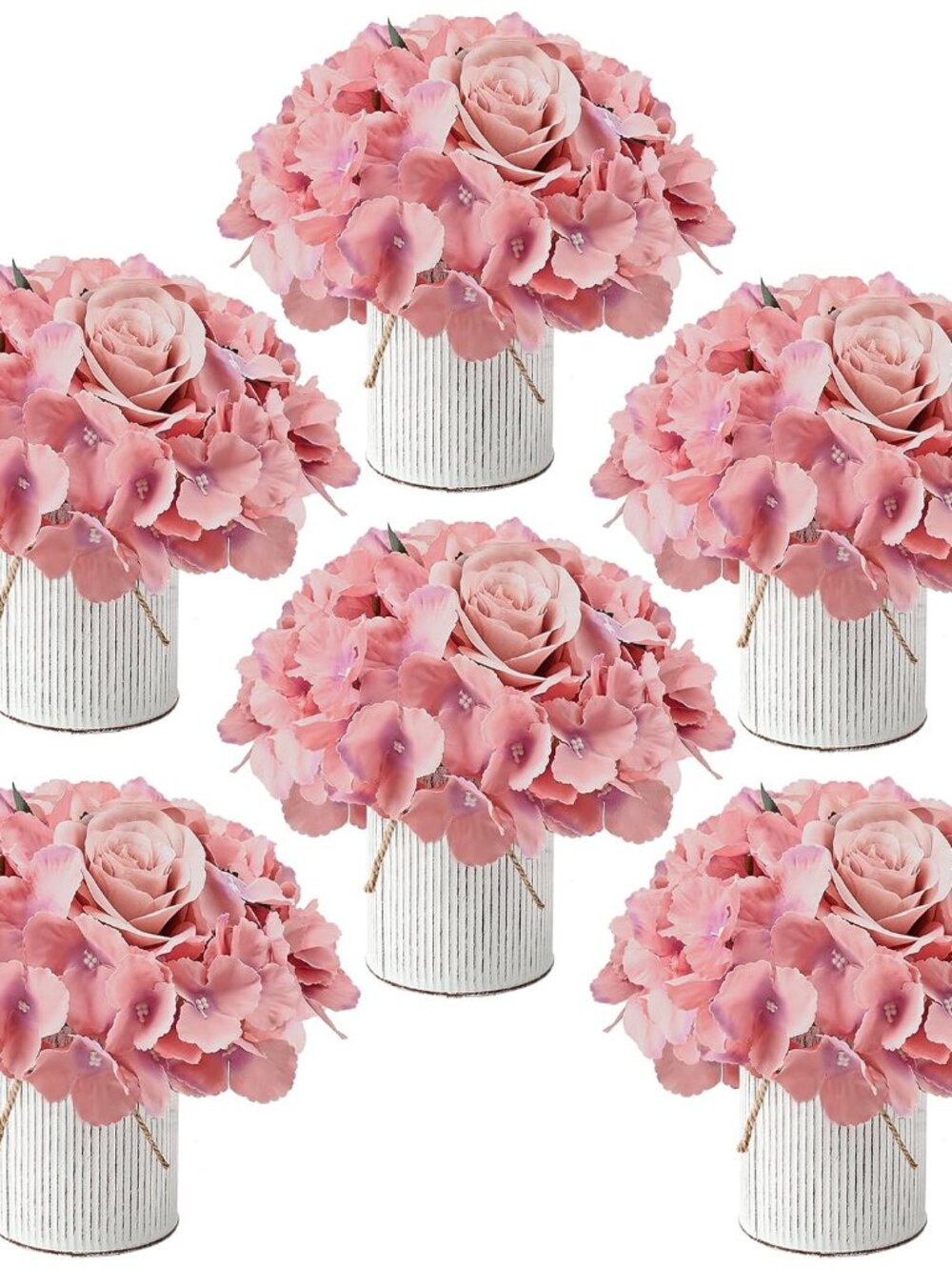 Deep Pink Flower Table Centerpieces - Set of 6